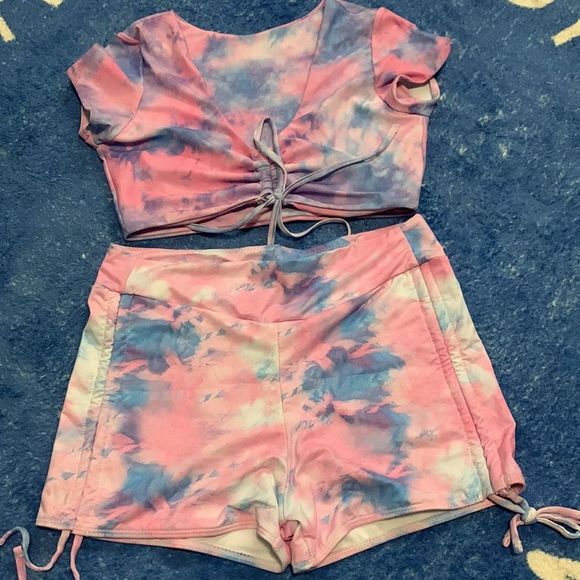 ⭐️Zaful 2-piece Swimming Suit Short Sleeve Tops+High Waist Bottom⭐️ - Picture 2 of 8